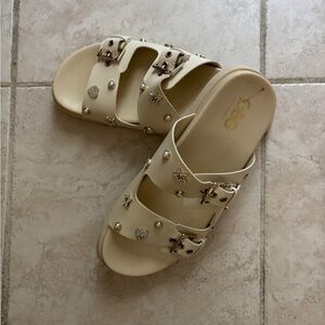 G by Guess Beige Embellished Sandals
